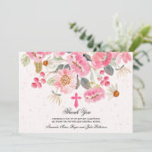 Girl Taufe Wasserfarbe Rosa Bläschen Dankeskarte (Stehend Vorderseite)