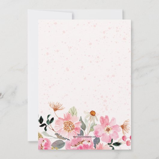 Girl Taufe Wasserfarbe Rosa Bläschen Einladung (Rückseite)