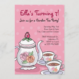 Girl Tea Party Geburtstagsaufenthalt Einladung