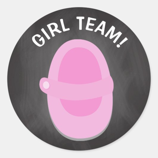 GIRL TEAM Classic Round Sticker, GENDER REVEAL Runder Aufkleber (Vorderseite)