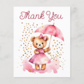 Girl Teddy Bär Babydusche Danke Karte (Vorderseite)