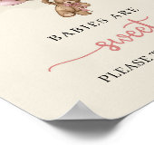 Girl Teddy Bär rosa Ballon Babys sind süße Zeichen Poster (Ecke)