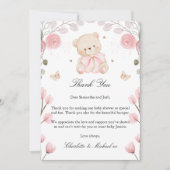 Girl Teddy Bear Baby Dusche Danke Karte (Vorderseite)