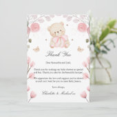 Girl Teddy Bear Baby Dusche Danke Karte (Stehend Vorderseite)