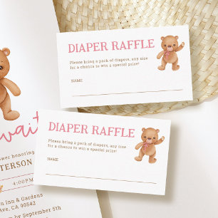 Girl Teddy Bear Baby Duschkabine Windeln Raffle Ti Begleitkarte