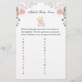 Girl Teddy Bear Baby Names Baby Shower Game (Vorderseite)
