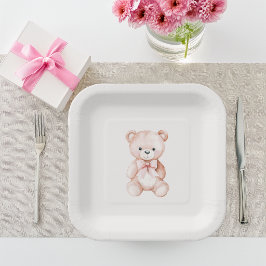 Girl Teddy Bear Babyduschpapier Pappteller