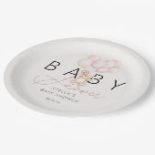 Girl Teddy Bear Balloons Babyduschpapier Pappteller (Schrägansicht)