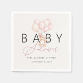 Girl Teddy Bear Balloons Babyduschpapier Serviette (Vorderseite)