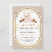 Girl Teddy Bear Bohemian Baby Shower Einladung (Vorderseite)