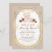 Girl Teddy Bear Bohemian Baby Shower Einladung (Vorne/Hinten)