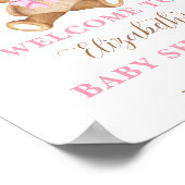 Girl Teddy Bear Boho Pink Pampas Willkommen Poster (Ecke)