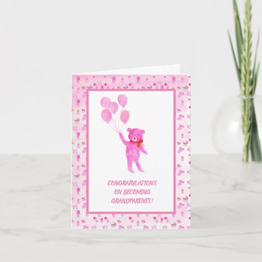 Girl Teddy Bear Grandeltern Karte (Vorderseite)