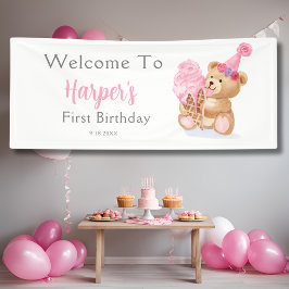 Girl Teddy Bear Ice Creme Banner