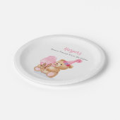 Girl Teddy Bear Ice Creme Pappteller (Schrägansicht)