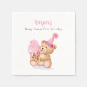 Girl Teddy Bear Ice Creme Serviette (Vorderseite)