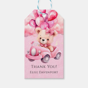 Girl Teddy Bear Vintage Car Baby Dusche Vielen Dan Geschenkanhänger