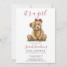 Girl Teddy Bear Watercolor Girl Babydusche