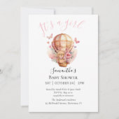 Girl Teddy Bearly Wait Heißluftballon Pink Ankündigung (Vorderseite)