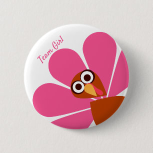 Girl Thanksgiving Gender Reveal Button
