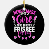Girl Throws Frisbee Disc Golf Ultimate Keramik Ornament (Hinten)