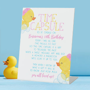 Girl Time Kapsel Rubber Duck 1. Geburtstag Party Sockelschild