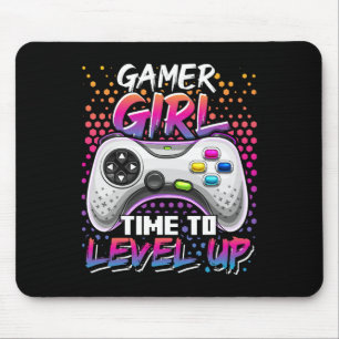 Girl Time to level up Video Game Birthday Gift Gif Mousepad