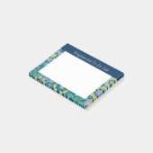 Girl To Do List Blumenmuster - Marine und Aquamari Post-it Klebezettel (angewinkelt)