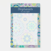 Girl To Do List Blumenmuster - Marine und Aquamari Post-it Klebezettel (Vorderseite)