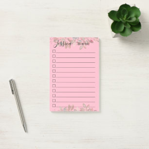 Girl To Do List Blush Pink Moden Monogramm Post-it Klebezettel