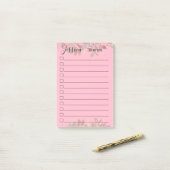 Girl To Do List Blush Pink Moden Monogramm Post-it Klebezettel (Auf Schreibtisch)