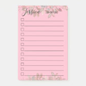Girl To Do List Blush Pink Moden Monogramm Post-it Klebezettel (Vorderseite)