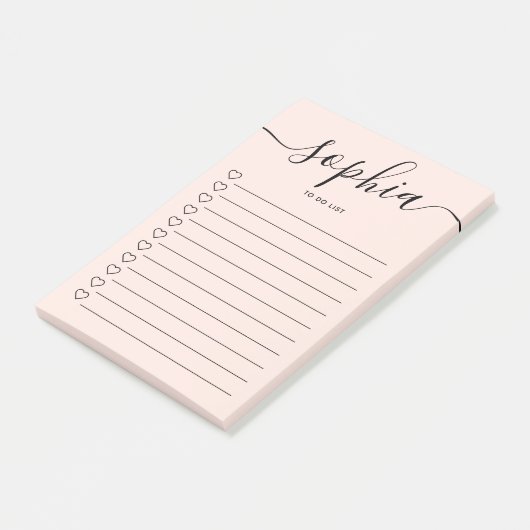 Girl To Do List Monogram Calligraphy Pink Post-it Klebezettel (angewinkelt)