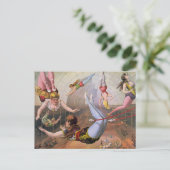 Girl Trapeze Artists Vintag Illustration Postkarte (Stehend Vorderseite)