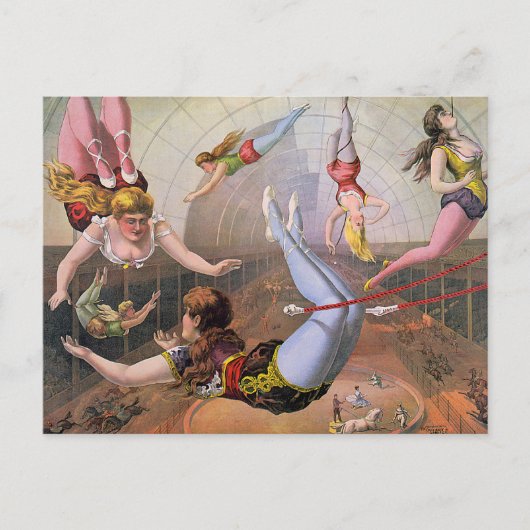 Girl Trapeze Artists Vintag Illustration Postkarte (Vorderseite)