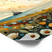 Girl träumt davon, auf einer Blume zu segeln Poster (Ecke)