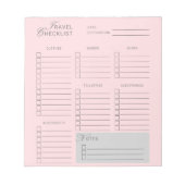 Girl Travel Checklist Pink Ästhetik Notizblock (Vorderseite)