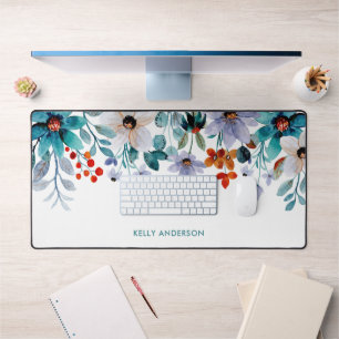 Girl Tropical Foliage Pattern Schreibtischunterlage