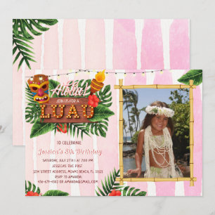 Girl Tropical Luau zum Geburtstag Einladung mit Fo