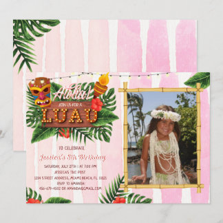 Girl Tropical Luau zum Geburtstag Einladung mit Fo