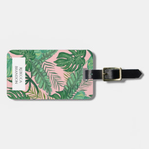 Girl Tropical Palm Leaf rosa Gepäckmarke Gepäckanhänger