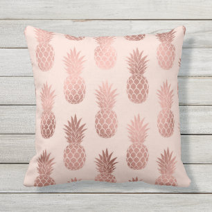 Girl Tropical Rose Goldenes Ananas Muster Kissen