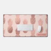 Girl Tropical Rose Goldenes Ananas Muster Schreibtischunterlage (Tastatur & Maus)