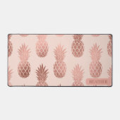 Girl Tropical Rose Goldenes Ananas Muster Schreibtischunterlage (Vorderseite)