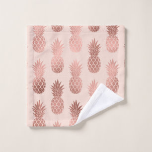 Girl Tropical Rose Goldenes Ananas Muster Waschlappen
