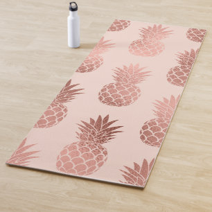 Girl Tropical Rose Goldenes Ananas Muster Yogamatte
