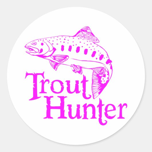 GIRL TROUT HUNTER RUNDER AUFKLEBER (Vorderseite)