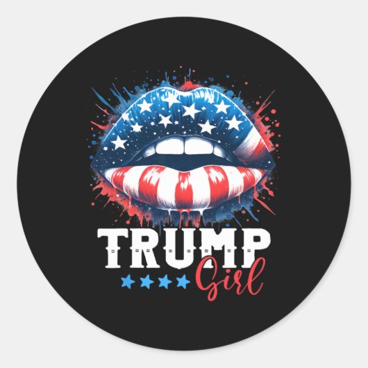Girl Trump 2024 Wahl US-amerikanische Flagge Runder Aufkleber (Vorderseite)