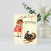 Girl & Turkey Postkarte (Stehend Vorderseite)