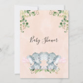 Girl Twin Elephant Balloons Babydusche Einladung (Rückseite)